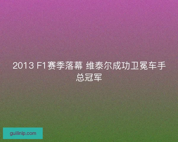 2013 F1赛季落幕 维泰尔成功卫冕车手总冠军