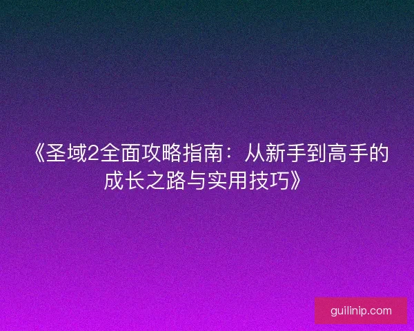 《圣域2全面攻略指南：从新手到高手的成长之路与实用技巧》