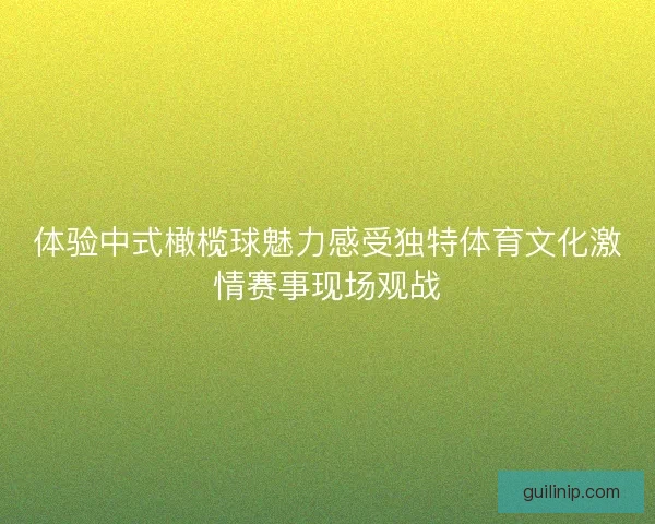 体验中式橄榄球魅力感受独特体育文化激情赛事现场观战