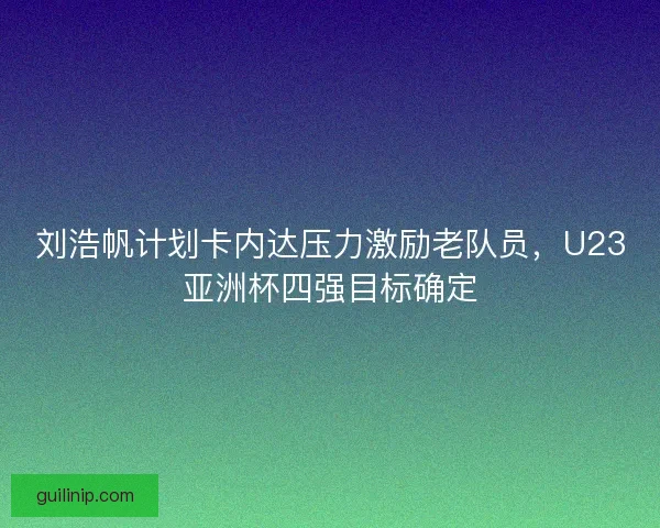 刘浩帆计划卡内达压力激励老队员，U23亚洲杯四强目标确定